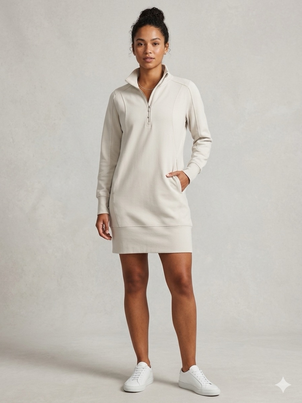 Lululemon Softstream Long-Sleeve Half-Zip Dress in Bone NWT Size 12